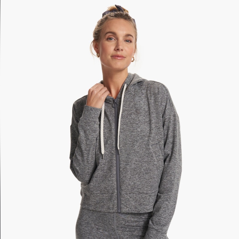 Granite Cropped Hoodie | Women's Heather Grey Zip Up | Vuori NWOT